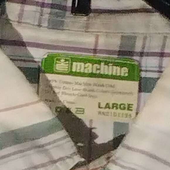 Men's Machine Custom Co.  Plaid Button Up Short Sleeve Shirt, Size L - Picture 3 of 6
